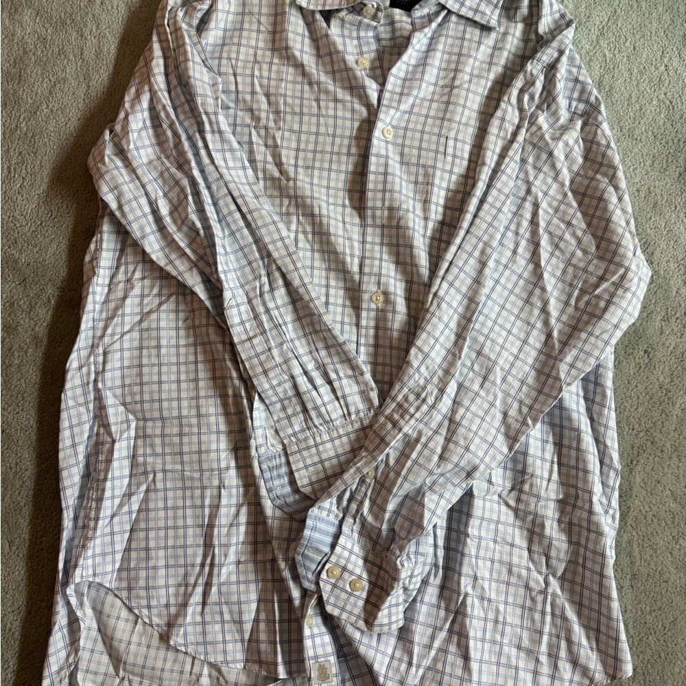 Robert Talbott White and Blue Casual Button Down Shirt